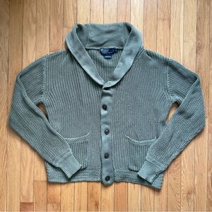 Vtg Polo Ralph Lauren Men’s Cardigan Grandpa Core Knit Green Shawl Collar Med